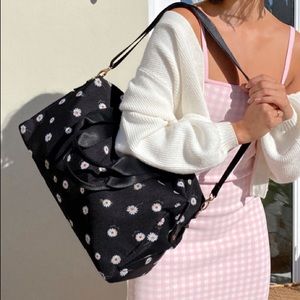 Alice + Olivia Daisy Black Canvas Duffle Bag NWT